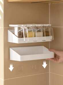 1pc Wall Mounted Seasoning Storage Rack - White - View 4