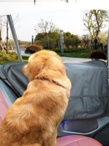 1pc Pet Car Door Protector - Black - View 1