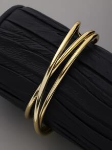 1 vòng đeo tay trang sức bằng đồng tối giản - Vàng - Xem 1