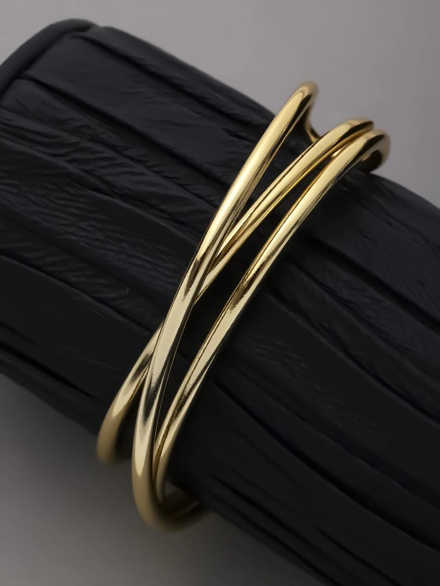 1 vòng đeo tay trang sức bằng đồng tối giản - Vàng - Xem 1