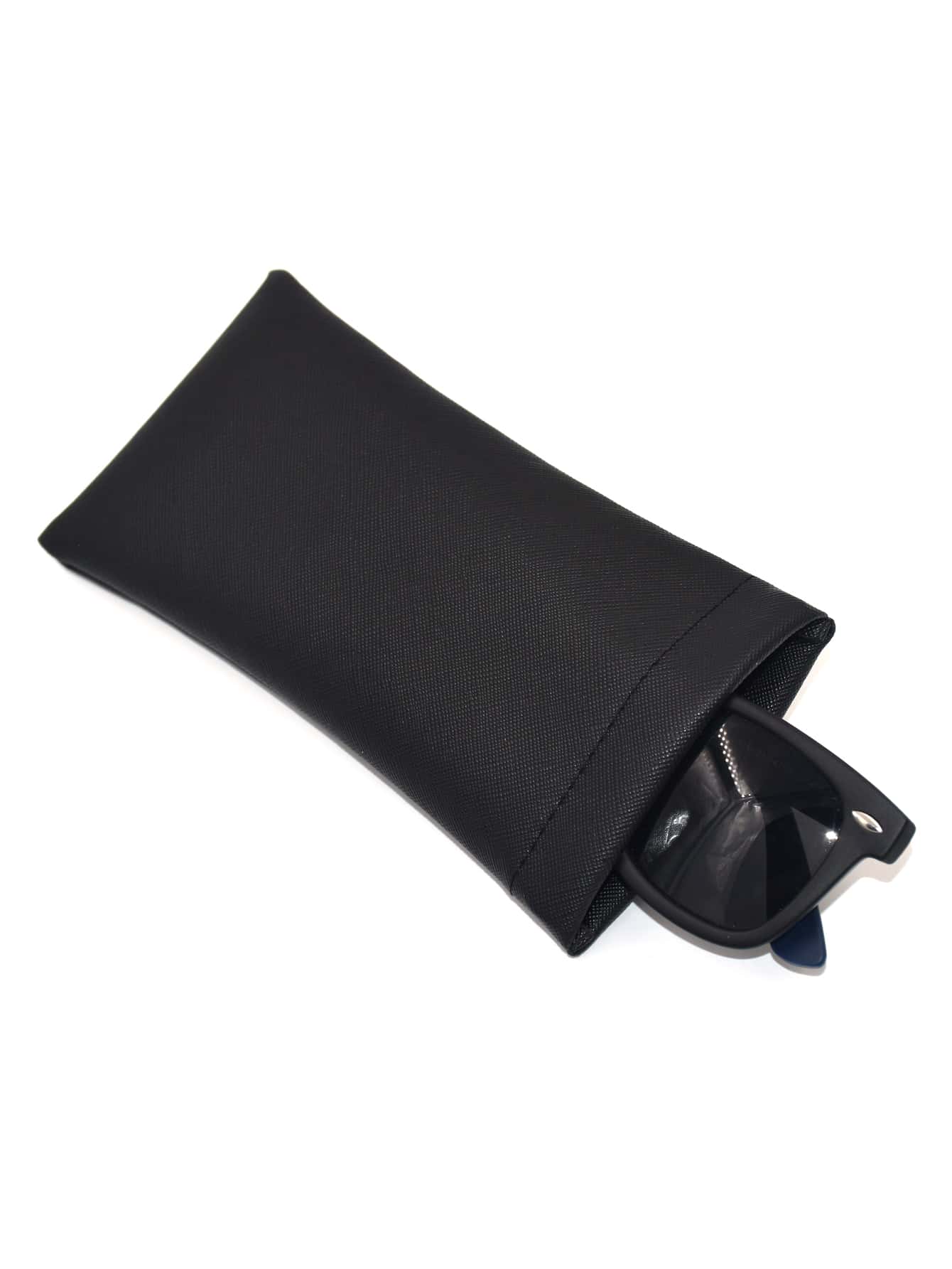 1pc Unisex Soft Cross Pattern PU Leather Eyewear Bag Cases Solid Color Waterproof Eye Glasses Fashion Glasses Pouch Storage Bags Eyewear Accessories