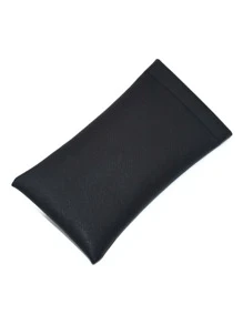 1pc Unisex Soft Cross Pattern Leather Eyewear Bag Cases Solid Color Waterproof Eye Glasses Sunglasses Pouch Storage Bags Eyewear Accessories Glasses Accessories For Women - Black - View 4