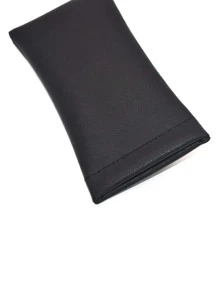 1pc Unisex Soft Cross Pattern Leather Eyewear Bag Cases Solid Color Waterproof Eye Glasses Sunglasses Pouch Storage Bags Eyewear Accessories Glasses Accessories For Women - Black - View 5