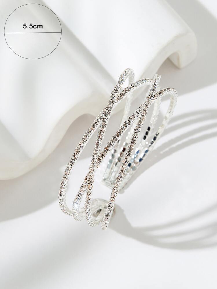 Rhinestone Decor Layered Cuff Bangle