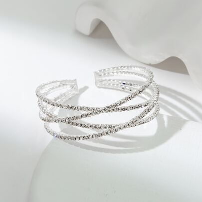 水鑽裝飾多層開口手鐲