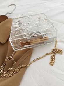 迷你鏈條裝飾盒型包 - 無色 - 查看 3