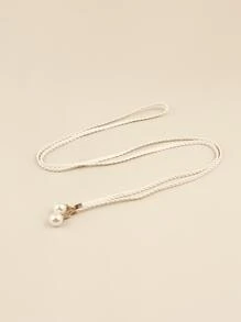 Faux Pearl Decor Rope Belt Boho Summer, School Fall, Autumn, Halloween - White - View 5