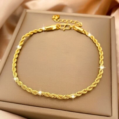 KKCOLA 1根歐美風格扭繩鏈手鍊,適用於聚會、節日作為禮物和日常配飾珠寶首飾