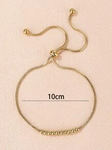 1 Pieza Moda Diseño De Serpiente Pulsera Elástica De Cuentas De Acero Inoxidable Dorado, Regalo Para Ti O Para Otros - Amarillo Oro - Ver 3