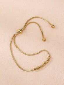 1 Pieza Moda Diseño De Serpiente Pulsera Elástica De Cuentas De Acero Inoxidable Dorado, Regalo Para Ti O Para Otros - Amarillo Oro - Ver 4