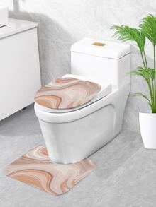 1pc Marble Print Bath Rug Or 1pc Shower Curtain - Multicolor - View 2