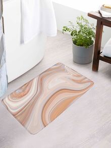 1pc Marble Print Bath Rug Or 1pc Shower Curtain - Multicolor - View 3