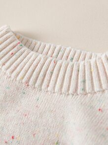 SHEIN 女婴立领毛衣和卷边针织裤 - 杏色 - 查看 4