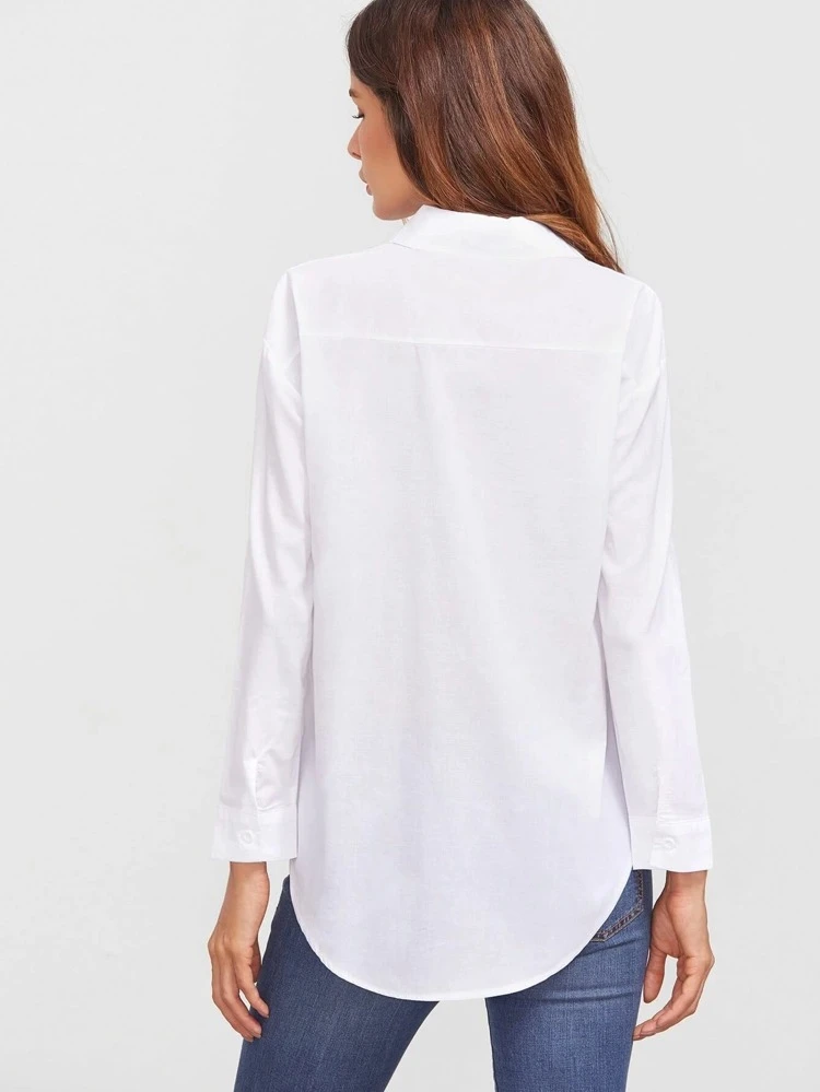 Solid Button Front Blouse Women Shirt,Long Sleeve Tops Fall Cloth For Women