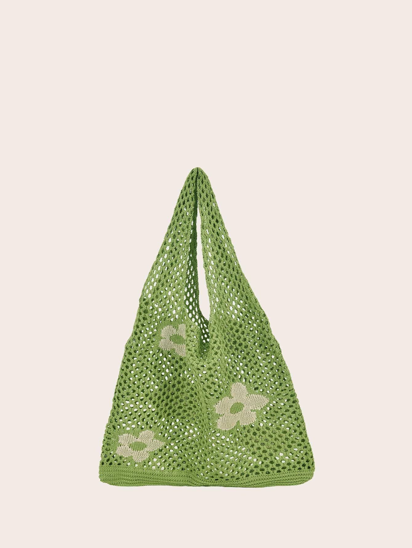 floral crochet tote bag