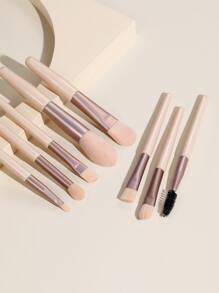 Perangkat Make-Up Portabel Macaron, Delapan Kuas, Rambut Halus, Alat Rias Terjangkau, Kuas Rias/Kuas Kosmetik - Aprikot - View 2