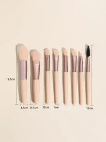 Perangkat Make-Up Portabel Macaron, Delapan Kuas, Rambut Halus, Alat Rias Terjangkau, Kuas Rias/Kuas Kosmetik - Aprikot - View 3