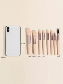Perangkat Make-Up Portabel Macaron, Delapan Kuas, Rambut Halus, Alat Rias Terjangkau, Kuas Rias/Kuas Kosmetik - Aprikot - View 5