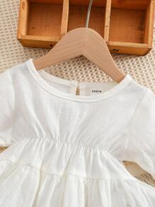 Baby Ruffle Hem Flounce Sleeve Blouse & Flare Leg Trousers - Blue and White - View 3