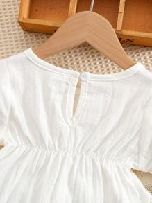 Baby Ruffle Hem Flounce Sleeve Blouse & Flare Leg Trousers - Blue and White - View 6