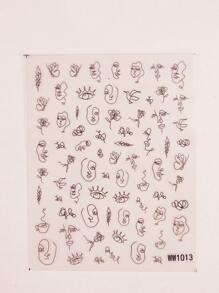 1sheet Figure Graphic Nail Art Sticker - Black - View 6