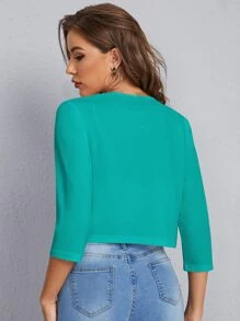 SHEIN Unity 素色開門襟西裝外套 - 薄荷藍 - 查看 2