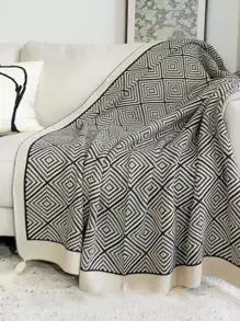 1pc Geometric Pattern Tassel Decor Blanket - Multicolor - View 4
