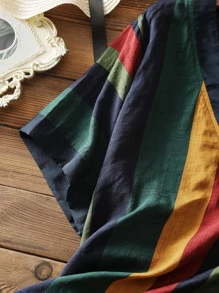 Mulvari 大碼條紋圖案V領襯衫