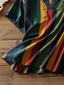 Mulvari 大碼條紋圖案V領襯衫