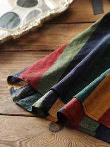 Mulvari 大碼條紋圖案V領襯衫