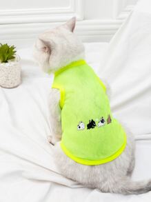 Tank de mascota con estampado de perro de dibujos animados de malla - Multicolor - Ver 1