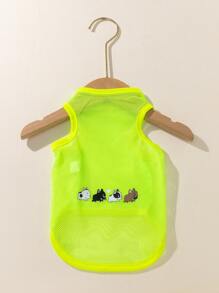 Tank de mascota con estampado de perro de dibujos animados de malla - Multicolor - Ver 3