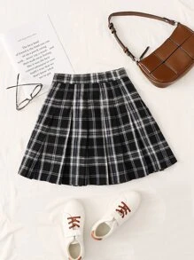 Muchica Tartan Pleated Skirt