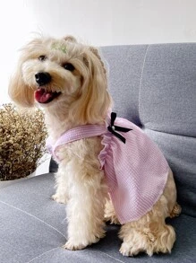 1pc Striped Print Bow Decor Pet Dress - Multicolor - View 6