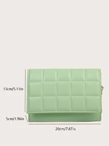 絎縫翻蓋鏈條斜背包 - 薄荷綠 - 查看 6