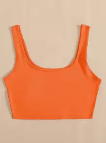 SHEIN Unity Top tank unicolor de cuello scoop - Naranja - Ver 3