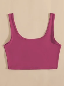 SHEIN Unity Solid Crop Tank Top - Hot Pink - View 2