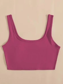 SHEIN Unity Solid Crop Tank Top - Hot Pink - View 3