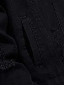 Manfinity Áo khoác Denim Nam Túi Bị tách màu trơn Giải trí - màu đen - Xem 7