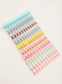 轉換你指甲片帶216入組長款棺材彩色漸層假指甲 - 彩色 - 查看 1