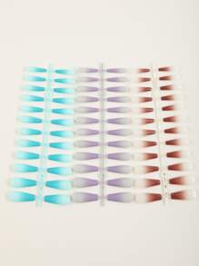 轉換你指甲片帶216入組長款棺材彩色漸層假指甲 - 彩色 - 查看 8