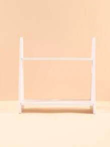 1pc Mini Shelf Design Decoration Craft, Double Layer White Plastic Storage Rack, For Home Decor Best Gifts Birthday Graduation - White - View 2