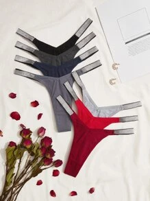 7pack Contrast Tape Mid Rise Panty - Multicolor - View 1