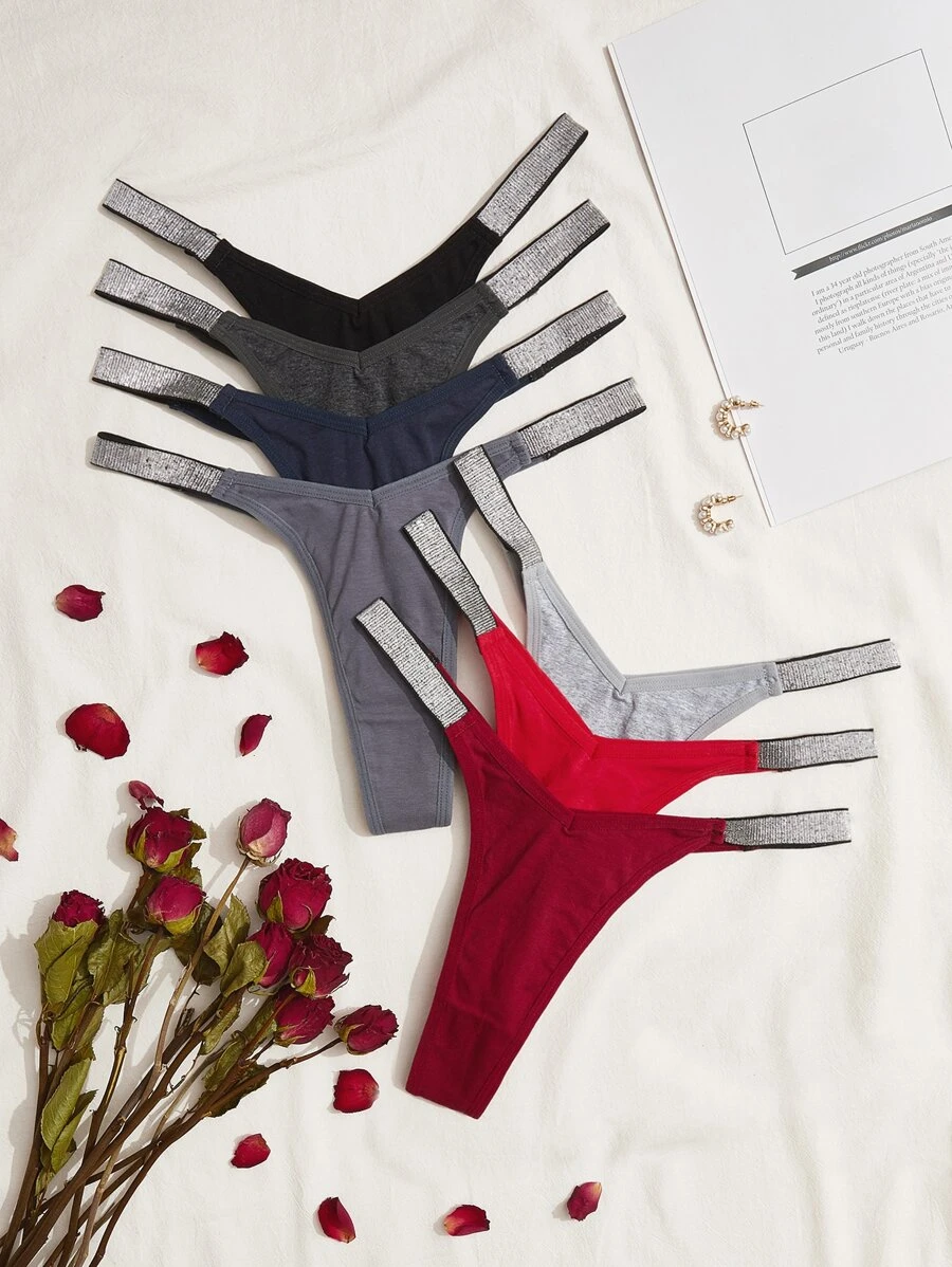 7pack Contrast Tape Mid Rise Panty - Multicolor - View 1