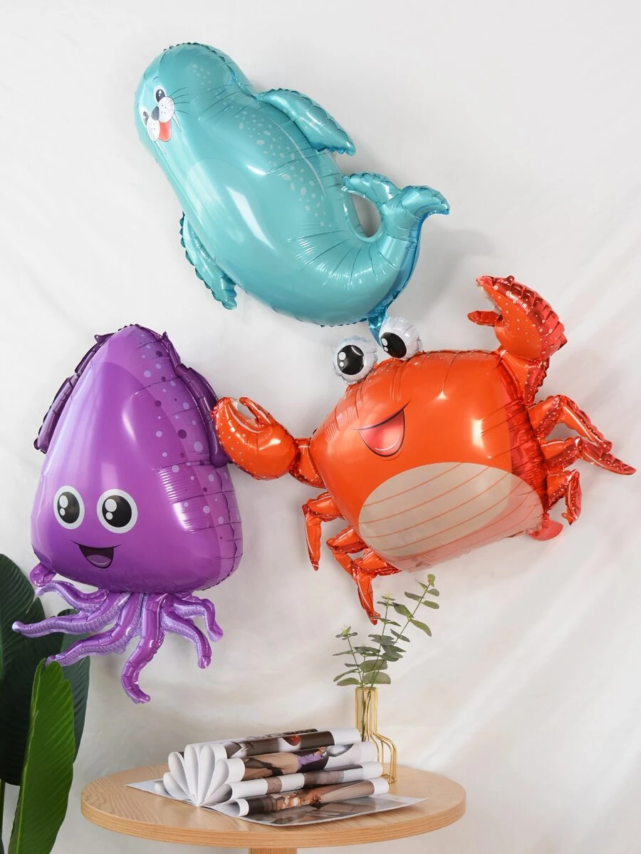 3入組螃蟹和章魚形小氣球