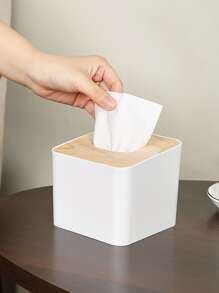 1入組素色紙巾盒 - 白色 - 查看 1