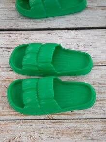 抽褶細節浴室拖鞋 - 綠色 - 查看 4