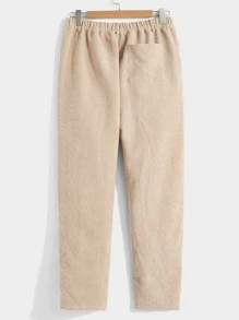 GENTILAND Men Corduroy Straight Leg Trousers - Khaki - View 2