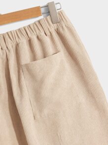 GENTILAND Men Corduroy Straight Leg Trousers - Khaki - View 4