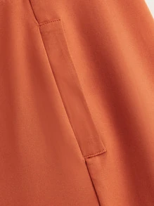 SHEIN Clasi Áo vest Plus size Nút đôi màu trơn Giải trí - Màu Cam cháy - Xem 4